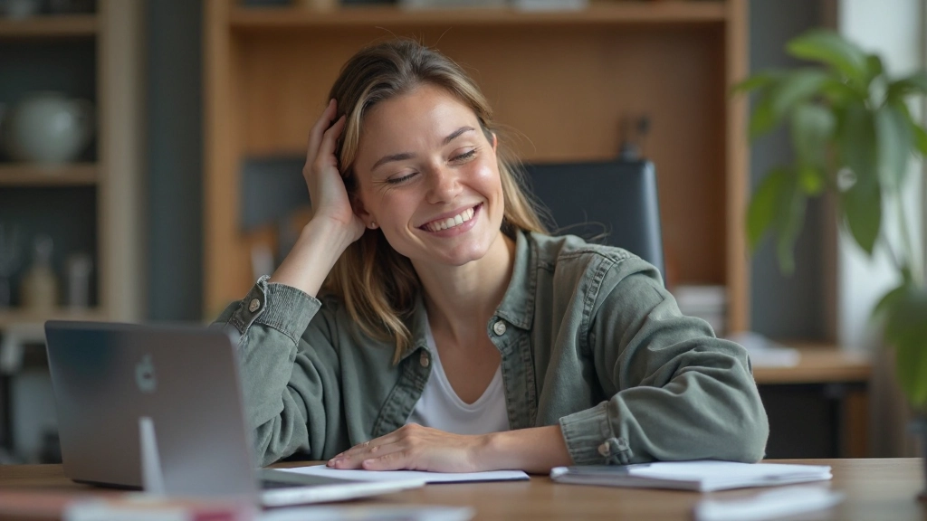Persoon in ontspannen houding na een productieve werkdag met goed beheerde tijd